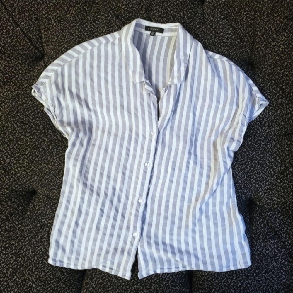 Dynamite Blue and White Striped Blouse